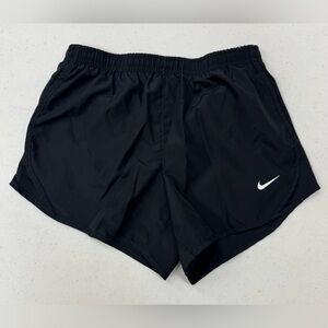 Nike Kid’s Black Athletic Running Shorts with White Swoosh - Youth Size M